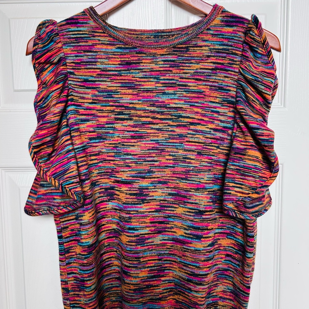 Anthropologie Knit Ruffle Sleeve Top - Picture 3 of 5